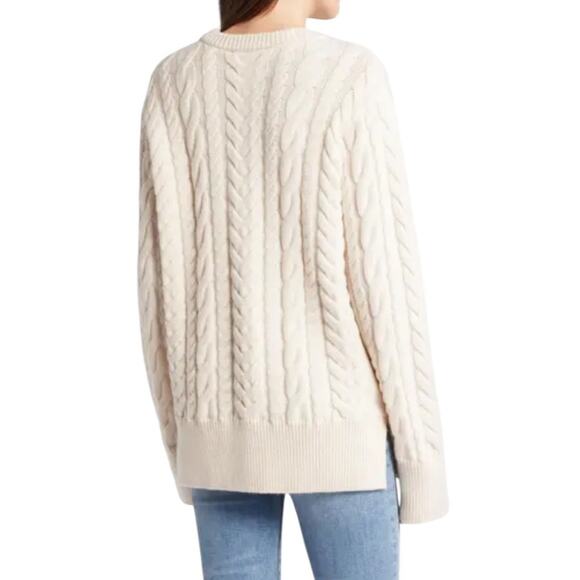 Grey Ven Women's XSmall White Halket Wool Cashmere Crew Neck Long Sleeve Sweater - Picture 2 of 11